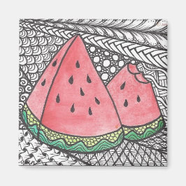 Doodle Watermelon teckning skriver ut på magnet
