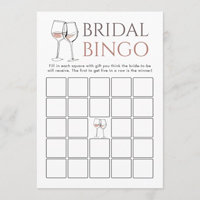 Doodle Wine Bingo Bridal Shower Game card Inbjudningar (Framsida)