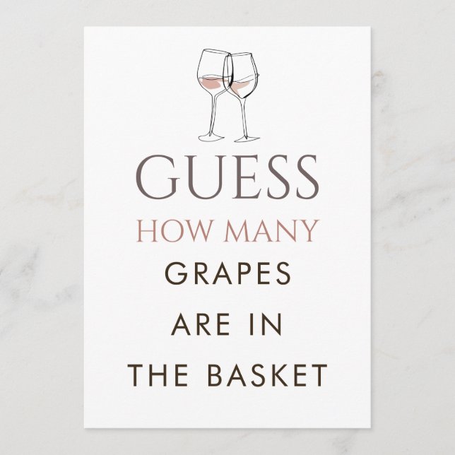 Doodle Wine Guess How Many Game Bridal Shower Card Inbjudningar (Framsida)