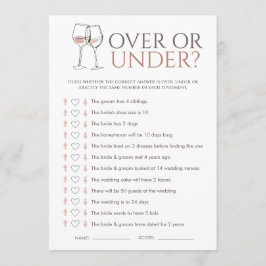 Doodle Wine Over or Under Bridal Shower Game Card Inbjudningar