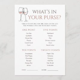 Doodle Wine Whats in Purse Bridal Shower Game Inbjudningar