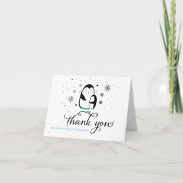 Doodle Winter Penguin Baby Shower - tack för ditt Anteckningskort