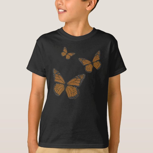 Doodled Monarch Barn och Baby Mörk- Shirt T (Framsida)