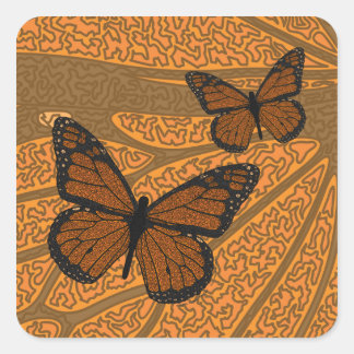 Doodled Monarch Sticker Fyrkantigt Klistermärke