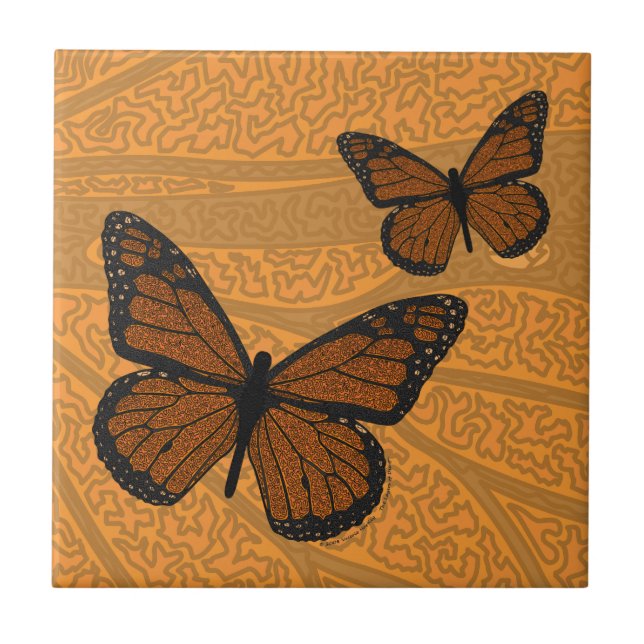 Doodled Monarch Tile Kakelplatta (Framsidan)