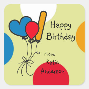 Doodled pratbubblor Bright Birthday Sticker Fyrkantigt Klistermärke