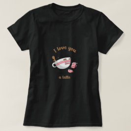 Doodlekonst Söt Tecknad Kaffepar Latte T Shirt