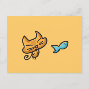 Doodles Cat Postcard Vykort
