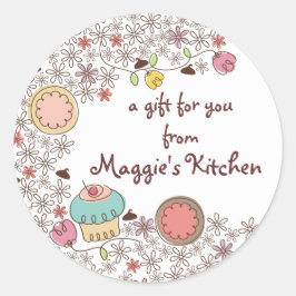 Doodles cookies muffinsar blommor bakverk runt klistermärke