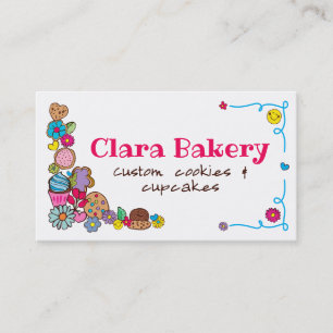 Doodles cookies muffinsar blommor bakverk visitkort
