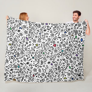 Doodles! Färg Blankets humle Fleecefilt