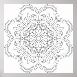 Doodles mandala sömlös mönster. Färgning av vuxen Poster