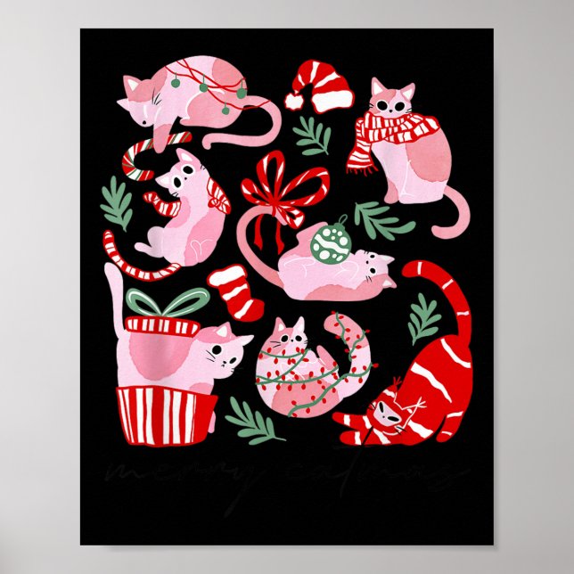 Doodles Merry Catmas Christmas Funny Cat Lover Xma Poster (Framsidan)