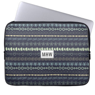 Doodles Mönster anpassningsbar monogram laptop sle Fodral