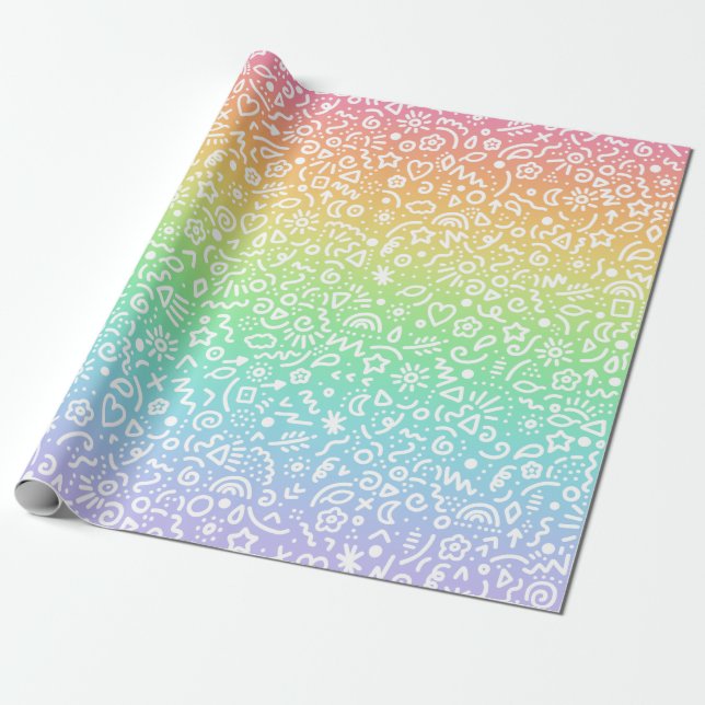Doodles! Rainbow Wrapping Papper Presentpapper (Utrullad)