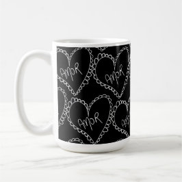 Doodles Svarta Hjärtan Alla Hjärtans Dag Rosa Kaffemugg