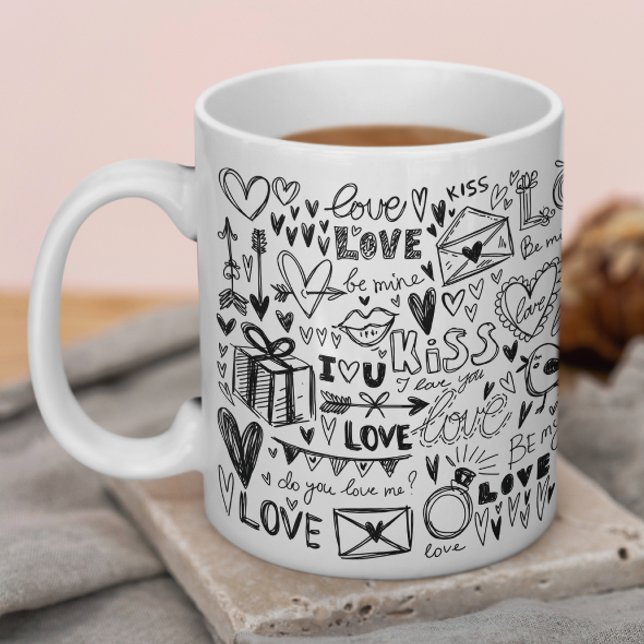 Doodles vid Svarta Hand plockade Valentines day Kä Kaffemugg (Skapare uppladdad)