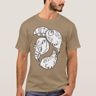 doodlish fåglar som flyger i en cirkla tee shirt