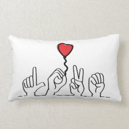 Doof, gebarentaal love - liefde. Ik hou van je. Lumbarkudde
