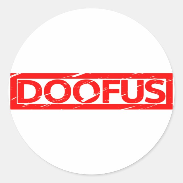 Doofus Frimärke Runt Klistermärke (Framsida)