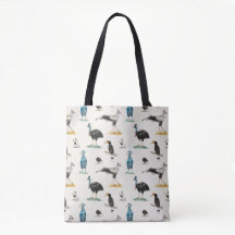 Doofy Birds Mönster Tote Bag