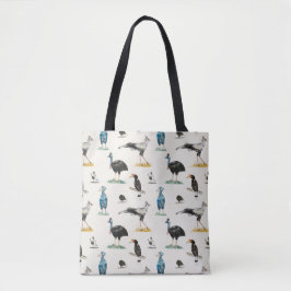 Doofy Birds Mönster Tote Bag Tygkasse