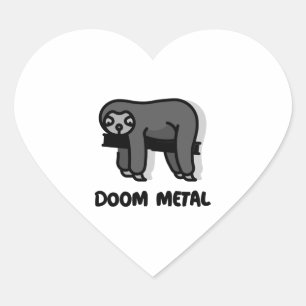 Doom Metall Sloth Sloth Sticker Hjärtformat Klistermärke
