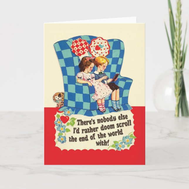 DOOM SCROLLING - roligt kort för Valentines day (Framsida)