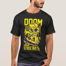 Doom Urban Streetart - Skeleton on Ski Board T Shirt