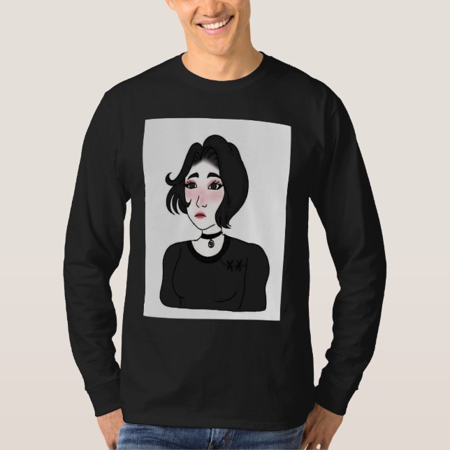 Doomer girl E girl Feels Wojak Meme T Shirt (Framsida)