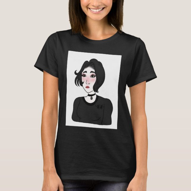 Doomer girl E girl Feels Wojak Meme T Shirt (Framsida)