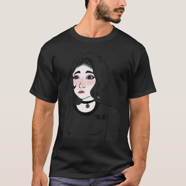 Doomer girl E girl Feels Wojak Meme T Shirt (Framsida)