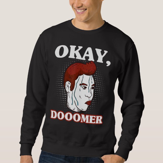 Doomer Wojak Meme Messy Boomer Doomed Nihilist Lång Ärmad Tröja (Framsida)