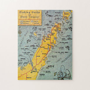 "Door County Fiskekarta 11x14 Pussel