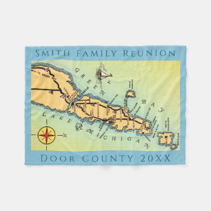Door County Karta Vacation Blanket Fleecefilt