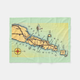 Door County Vintage Map Fleece Throw