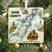 Door County vykortskarta ornament
