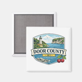 Door County, WI Fyrtorn och Lake MichiganMagnet Magnet