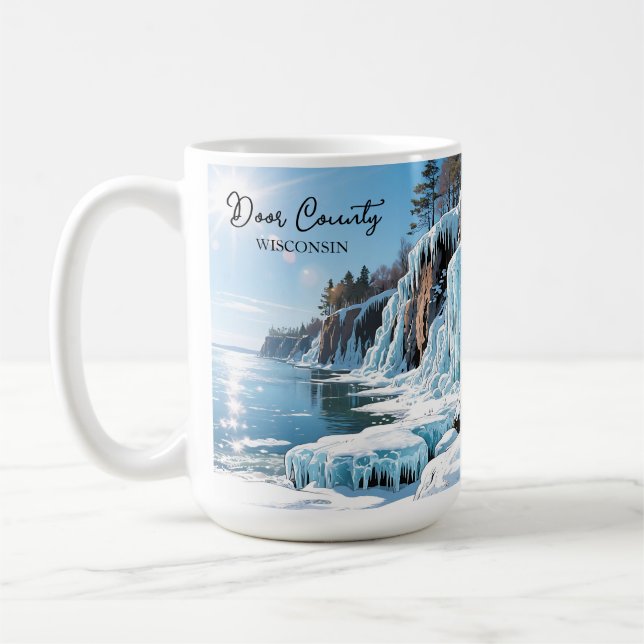 Door County Wisconsin | Frusen vinter   Kaffemugg (Vänster)