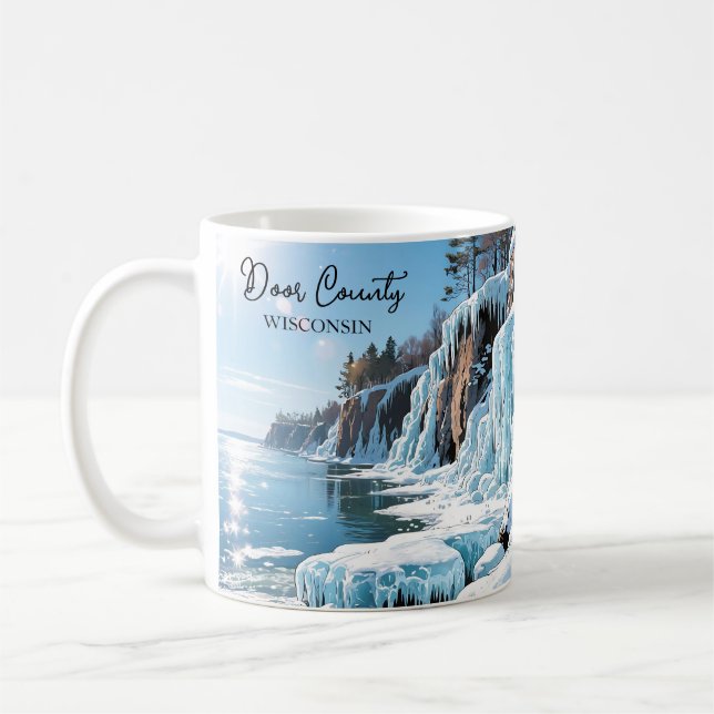 Door County Wisconsin | Frusen vinter   Kaffemugg (Vänster)