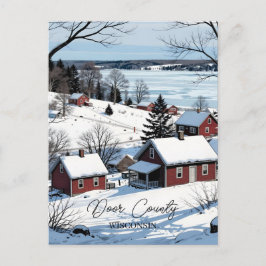 Door County Wisconsin Illustration and Winter Poem Vykort
