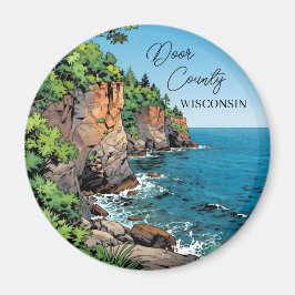 Door County, Wisconsin Illustration Lake Michigan Magnet