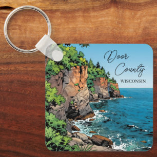 Door County, Wisconsin Illustration Lake Michigan Nyckelring