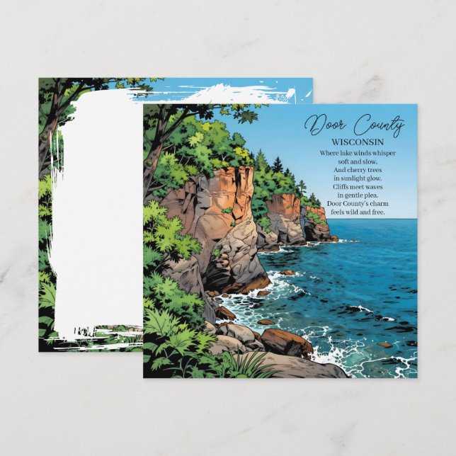 Door County, Wisconsin Illustration och dikt (Fram/baksida)