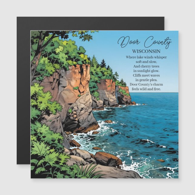 Door County, Wisconsin Illustration och dikt (Fram/baksida)