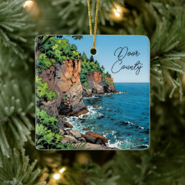 Door County, Wisconsin Travel Souvenir Keepsake Julgransprydnad Keramik