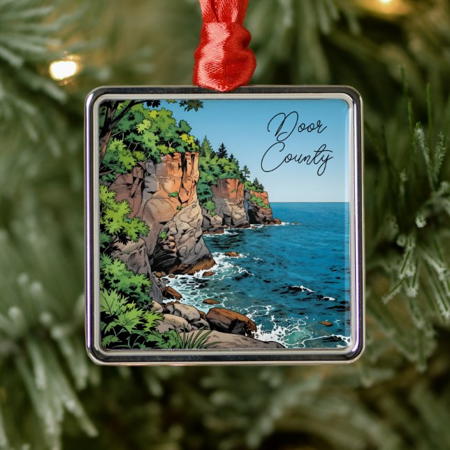 Door County, Wisconsin Travel Souvenir Keepsake Julgransprydnad Metall (Träd)