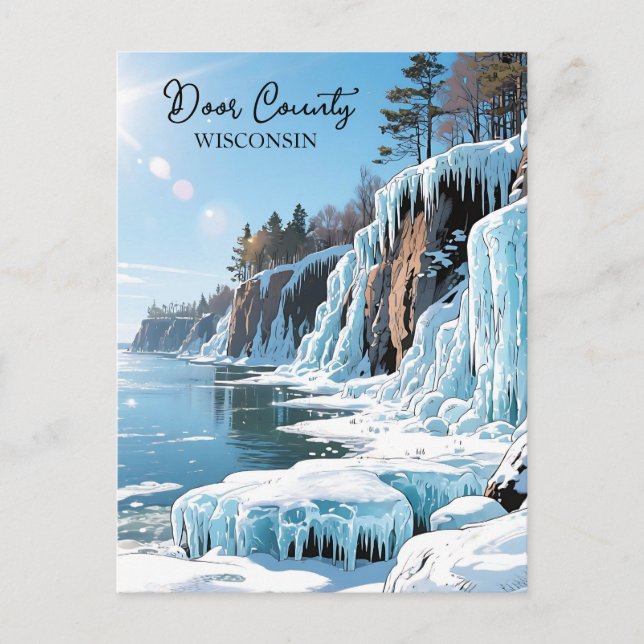 Door County Wisconsin Vinter Dikt Vykort (Framsida)