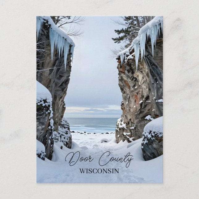 Door County, Wisconsin | Vinterscen Vykort (Framsida)