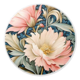 Door Knob - Art Nouveau Pink Floral Knopp